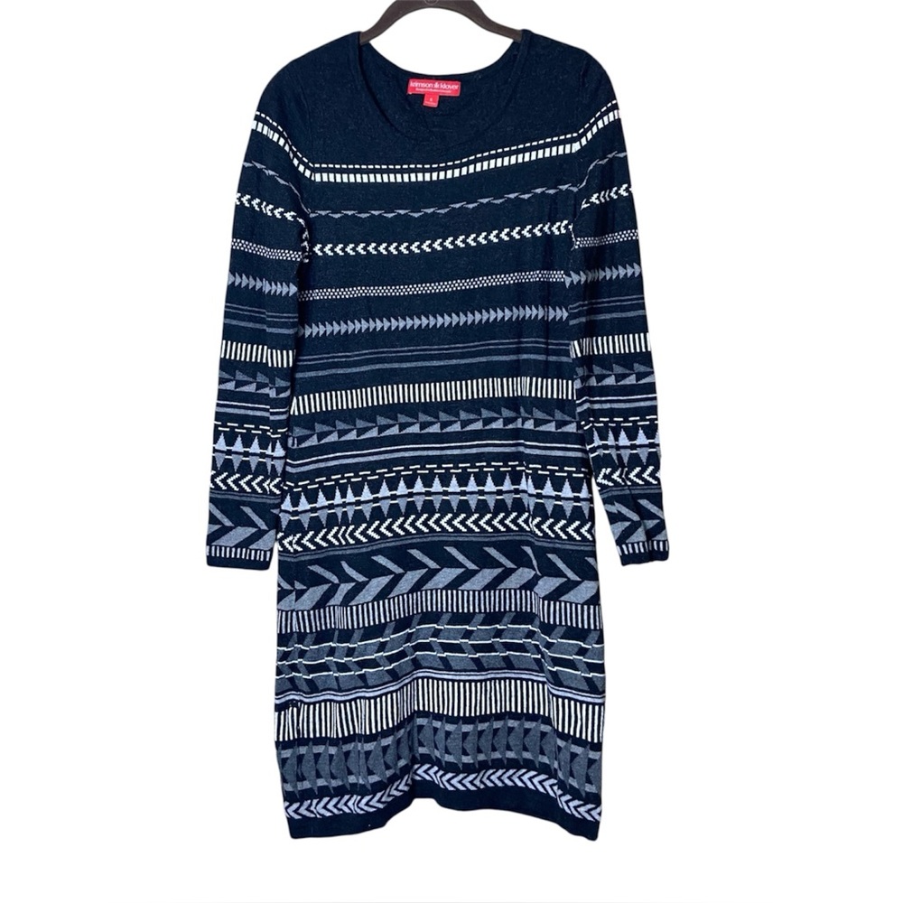 Krimson Klover Renegade Sweater Dress S Wool Blend Black Gray White Pattern